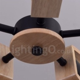 Designer Touch Decorative Wood Single Tier 8 Light Chandelier Lamp Modern Contemporary Style