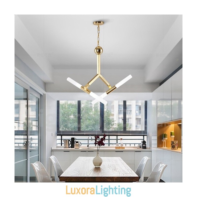 Designer Touch Decorative Modern Contemporary 2 Tier 4 Light Golden Chandelier Lamp