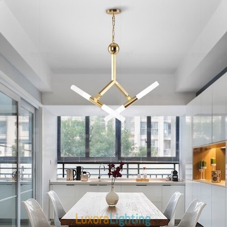 Designer Touch Decorative Modern Contemporary 2 Tier 4 Light Golden Chandelier Lamp