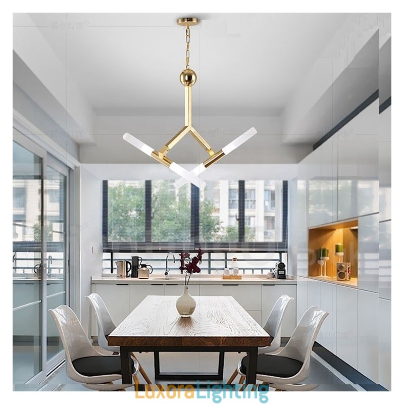 Designer Touch Decorative Modern Contemporary 2 Tier 4 Light Golden Chandelier Lamp