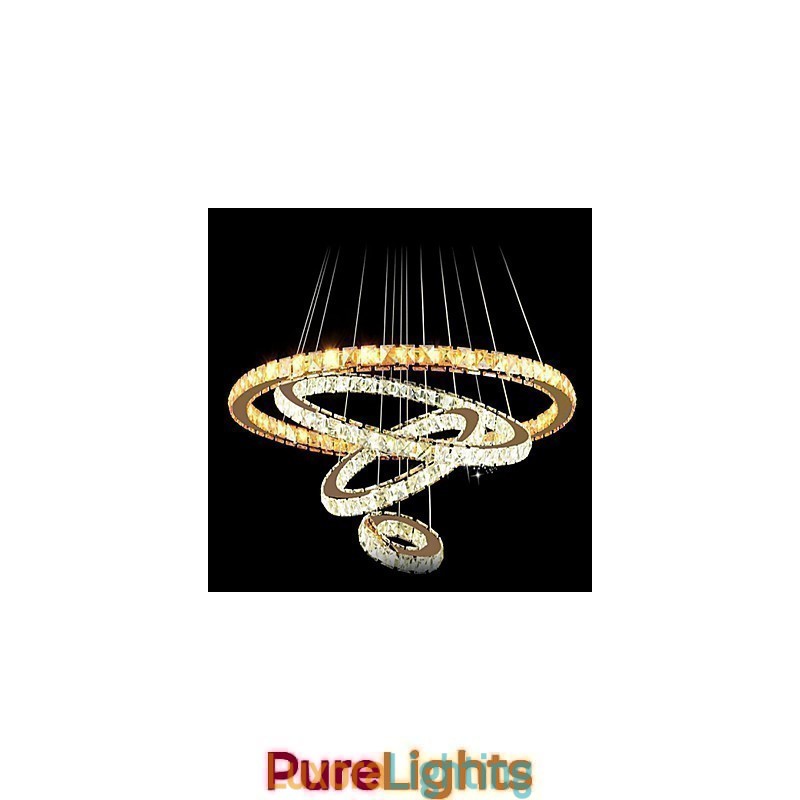 Designer Touch Decorative Modern Crystal Pendant Light Ceiling Chandelier Lamp with 4 Rings Large Ring Amber Crystal and Other Clear Crystal