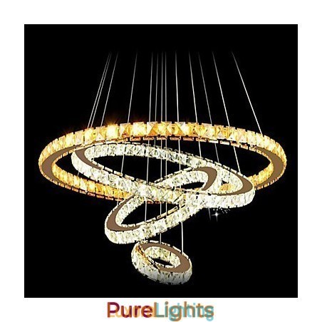 Designer Touch Decorative Modern Crystal Pendant Light Ceiling Chandelier Lamp with 4 Rings Large Ring Amber Crystal and Other Clear Crystal