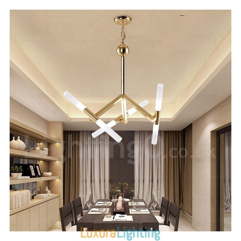 Designer Touch Decorative Modern Contemporary 2 Tier 6 Light Golden Chandelier Lamp
