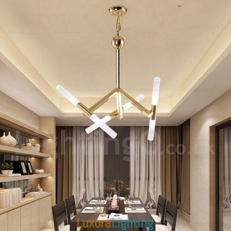 Designer Touch Decorative Modern Contemporary 2 Tier 6 Light Golden Chandelier Lamp