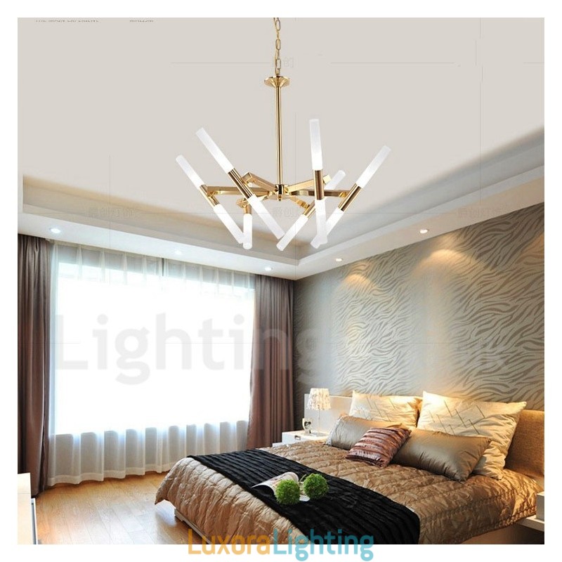 Designer Touch Decorative Modern Contemporary 2 Tier 12 Light Golden Chandelier Lamp
