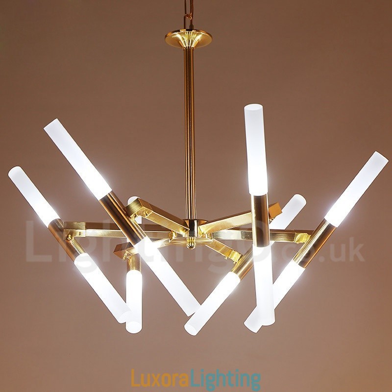 Designer Touch Decorative Modern Contemporary 2 Tier 12 Light Golden Chandelier Lamp