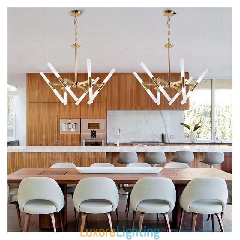 Designer Touch Decorative Modern Contemporary 2 Tier 12 Light Golden Chandelier Lamp