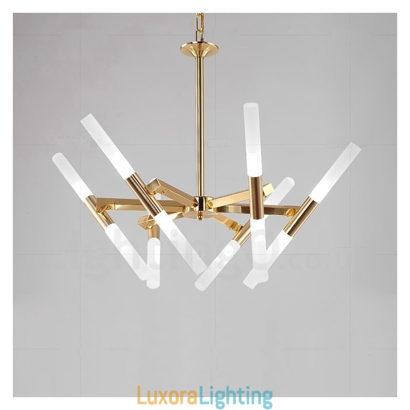 Designer Touch Decorative Modern Contemporary 2 Tier 12 Light Golden Chandelier Lamp
