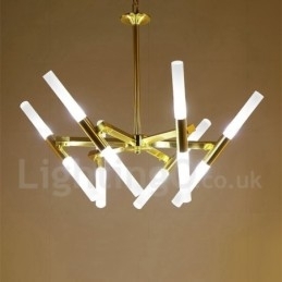 Designer Touch Decorative Modern Contemporary 2 Tier 12 Light Golden Chandelier Lamp