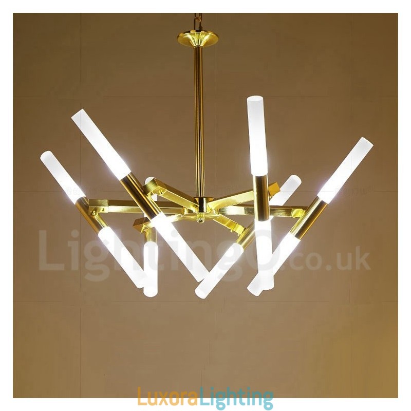 Designer Touch Decorative Modern Contemporary 2 Tier 12 Light Golden Chandelier Lamp