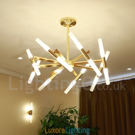 Designer Touch Decorative Modern Contemporary 2 Tier 16 Light Golden Chandelier Lamp