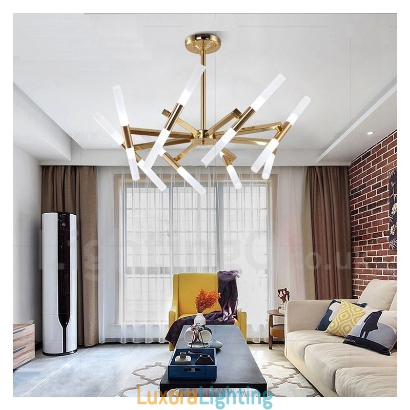Designer Touch Decorative Modern Contemporary 2 Tier 16 Light Golden Chandelier Lamp