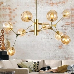 Designer Touch Decorative Chandelier with Glass Shade Modern Contemporary Style