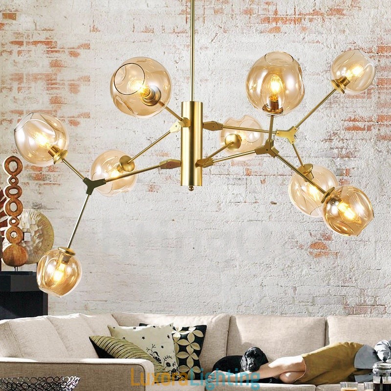 Designer Touch Decorative Chandelier with Glass Shade Modern Contemporary Style