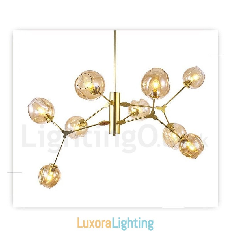 Designer Touch Decorative Chandelier with Glass Shade Modern Contemporary Style