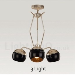 Designer Touch Decorative 3 Light Single Tier Modern Contemporary Metal Chandelier Lamp with Glass Shade