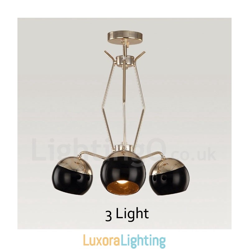 Designer Touch Decorative 3 Light Single Tier Modern Contemporary Metal Chandelier Lamp with Glass Shade