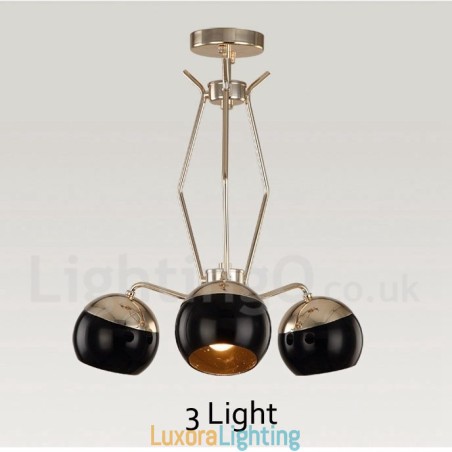 Designer Touch Decorative 3 Light Single Tier Modern Contemporary Metal Chandelier Lamp with Glass Shade