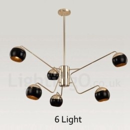 Designer Touch Decorative 6 Light 2 Tier Modern Contemporary Metal Chandelier Lamp with Glass Shade