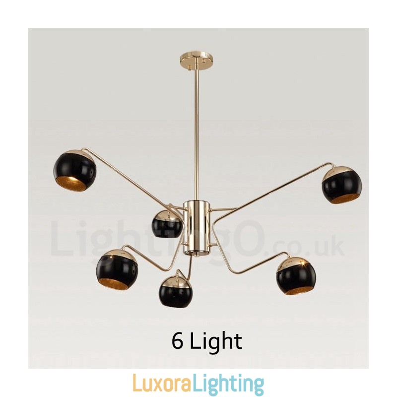 Designer Touch Decorative 6 Light 2 Tier Modern Contemporary Metal Chandelier Lamp with Glass Shade