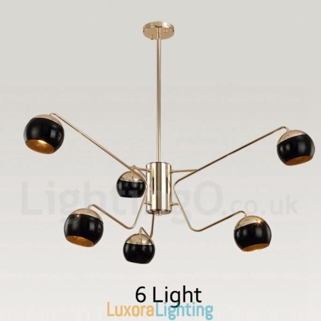 Designer Touch Decorative 6 Light 2 Tier Modern Contemporary Metal Chandelier Lamp with Glass Shade