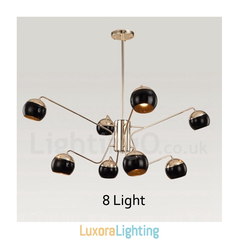 Designer Touch Decorative 8 Light 2 Tier Modern Contemporary Metal Chandelier Lamp with Glass Shade