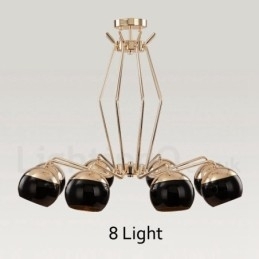 Designer Touch Decorative 8 Light Single Tier Modern Contemporary Metal Chandelier Lamp with Glass Shade