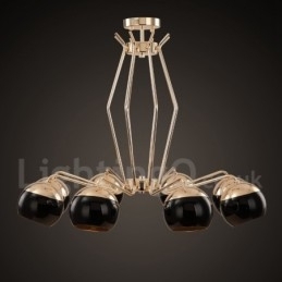 Designer Touch Decorative 8 Light Single Tier Modern Contemporary Metal Chandelier Lamp with Glass Shade