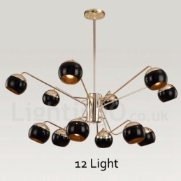 Designer Touch Decorative 12 Light 2 Tier Modern Contemporary Metal Chandelier Lamp with Glass Shade