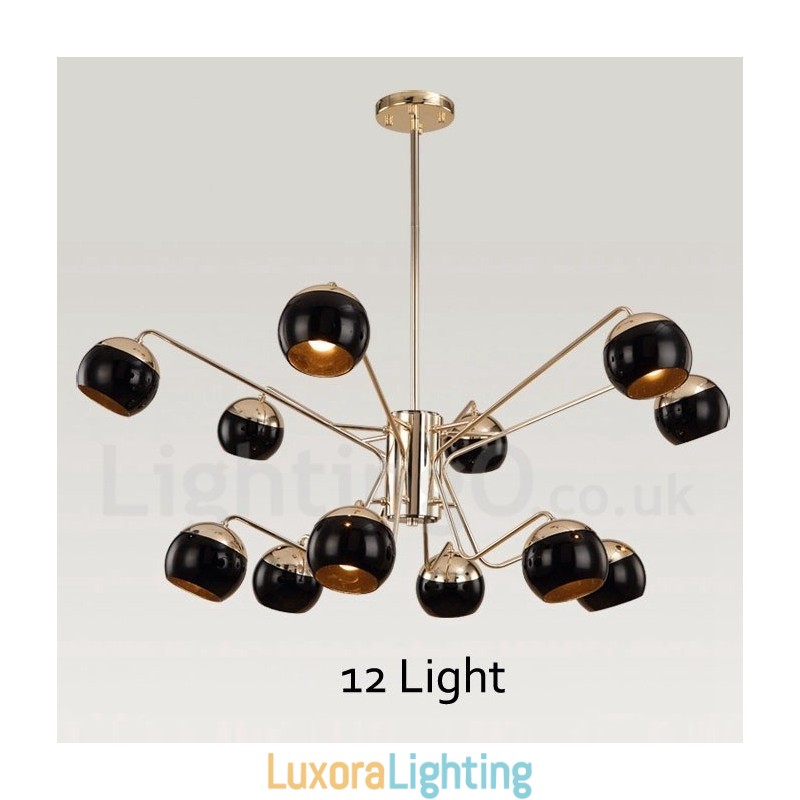 Designer Touch Decorative 12 Light 2 Tier Modern Contemporary Metal Chandelier Lamp with Glass Shade