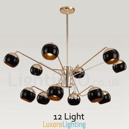Designer Touch Decorative 12 Light 2 Tier Modern Contemporary Metal Chandelier Lamp with Glass Shade