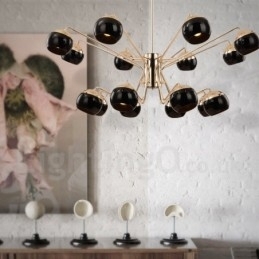 Designer Touch Decorative 16 Light 2 Tier Modern Contemporary Metal Chandelier Lamp with Glass Shade