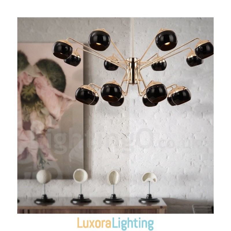 Designer Touch Decorative 16 Light 2 Tier Modern Contemporary Metal Chandelier Lamp with Glass Shade