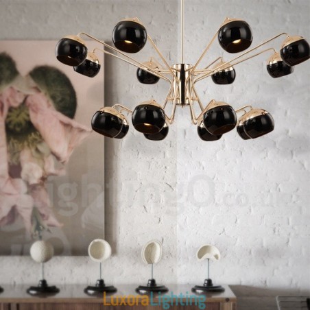 Designer Touch Decorative 16 Light 2 Tier Modern Contemporary Metal Chandelier Lamp with Glass Shade