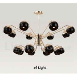 Designer Touch Decorative 16 Light 2 Tier Modern Contemporary Metal Chandelier Lamp with Glass Shade