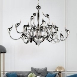 Designer Touch Decorative 24 Lights Modern Swan Chandelier Light G4 Chrome Plating Bulb Included