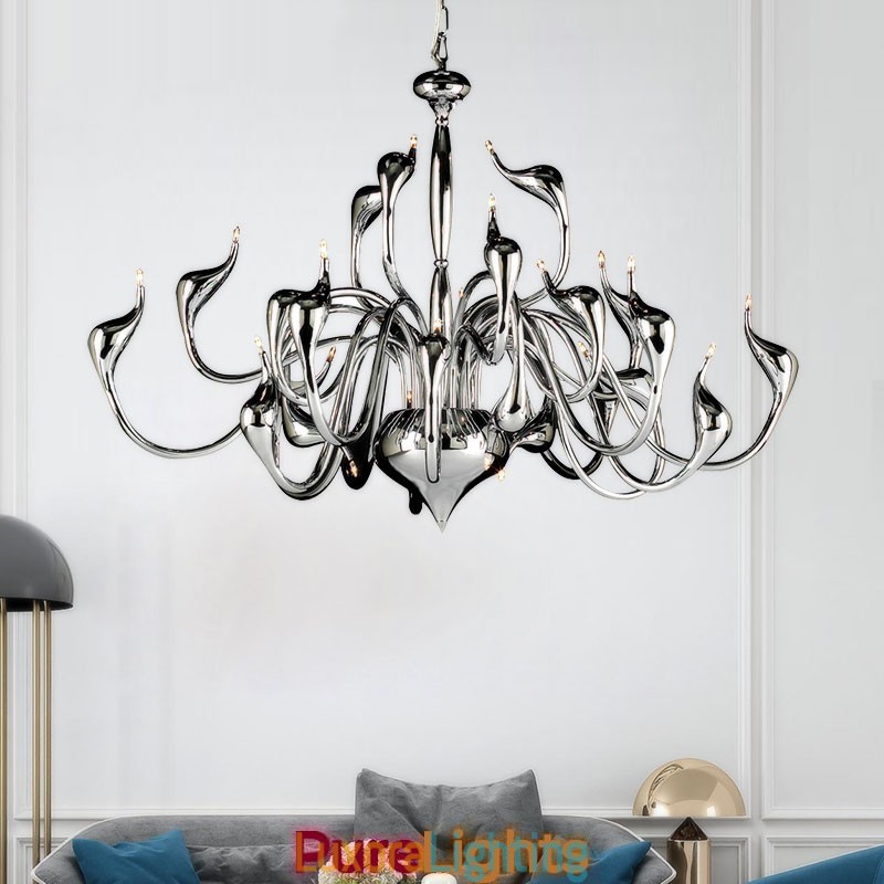 Designer Touch Decorative 24 Lights Modern Swan Chandelier Light G4 Chrome Plating Bulb Included