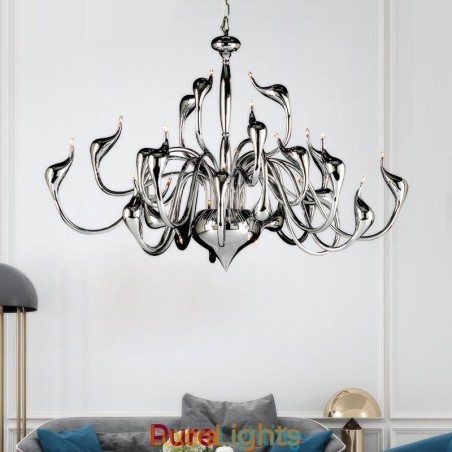 Designer Touch Decorative 24 Lights Modern Swan Chandelier Light G4 Chrome Plating Bulb Included