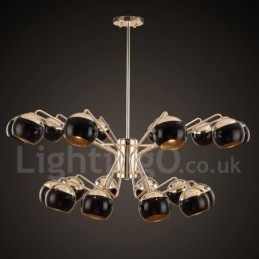 Designer Touch Decorative Contemporary Metal Chandelier Lamp with Glass Shade