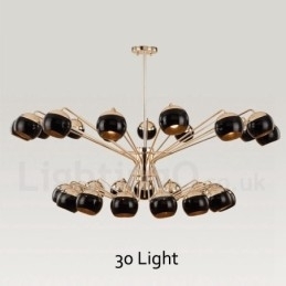 Designer Touch Decorative 30 Light 2 Tier Modern Contemporary Metal Chandelier Lamp with Glass Shade