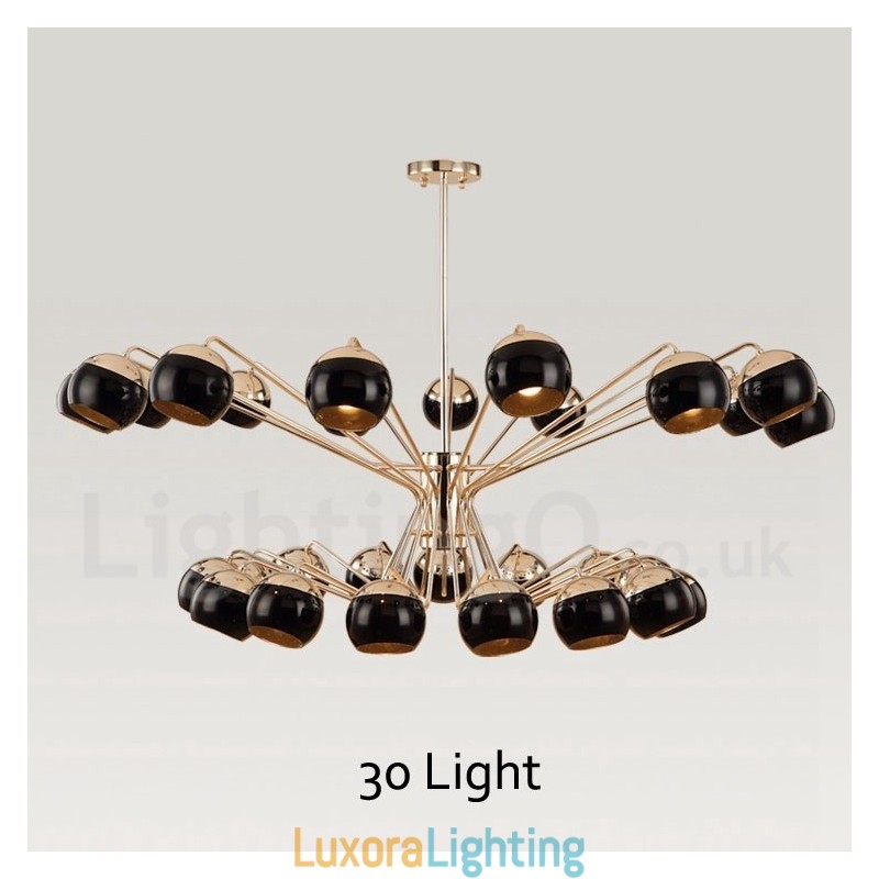 Designer Touch Decorative 30 Light 2 Tier Modern Contemporary Metal Chandelier Lamp with Glass Shade