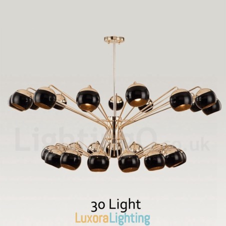 Designer Touch Decorative 30 Light 2 Tier Modern Contemporary Metal Chandelier Lamp with Glass Shade