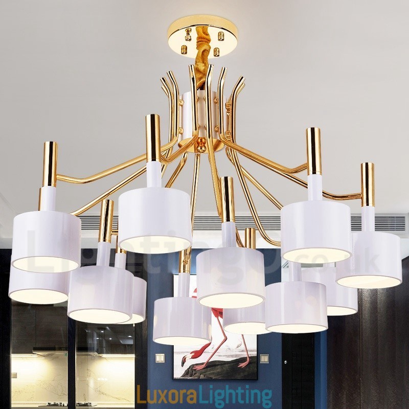 Designer Touch Decorative Modern Contemporary 12 Light 2 Tier Chandelier Lamp Light
