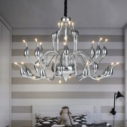 Designer Touch Decorative 24 Lights Modern Swan Chandelier Light G4 Chrome Plating Bulb Included