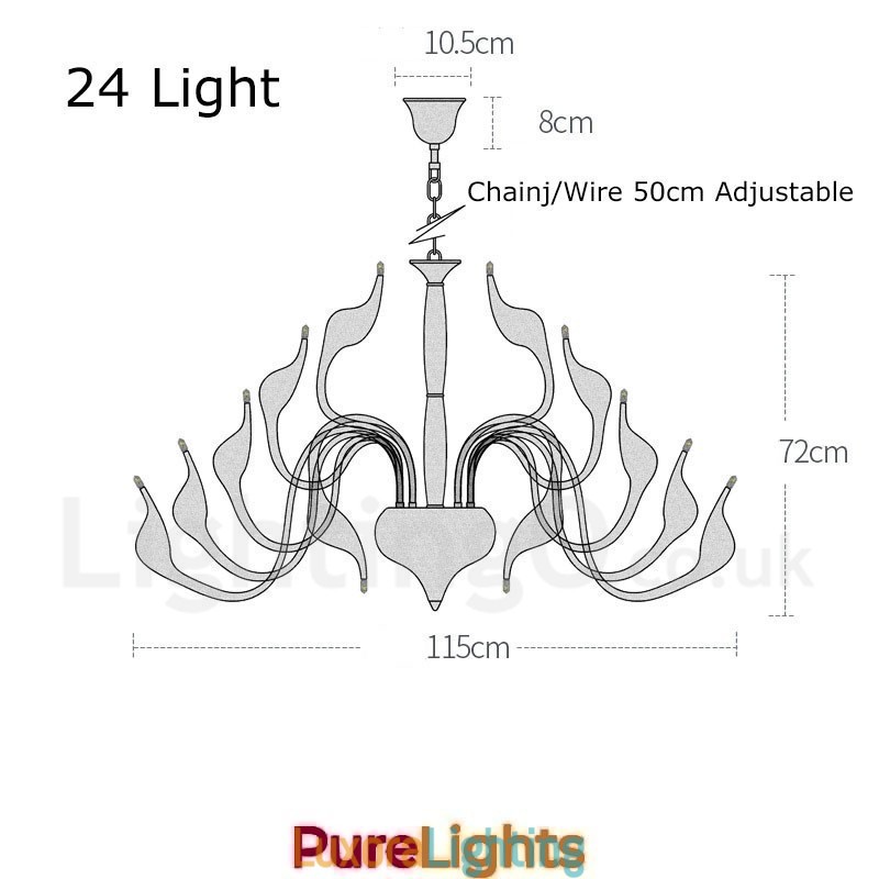 Designer Touch Decorative 24 Lights Modern Swan Chandelier Light G4 Chrome Plating Bulb Included