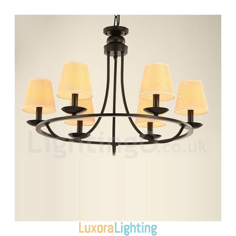 Designer Touch Decorative Country Retro 6 Light Single Tier Chandelier Lamp Light