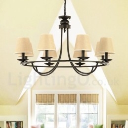 Designer Touch Decorative Country Retro 8 Light Single Tier Chandelier Lamp Light