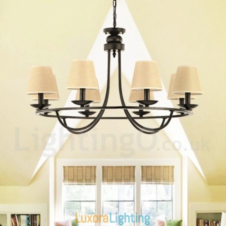 Designer Touch Decorative Country Retro 8 Light Single Tier Chandelier Lamp Light