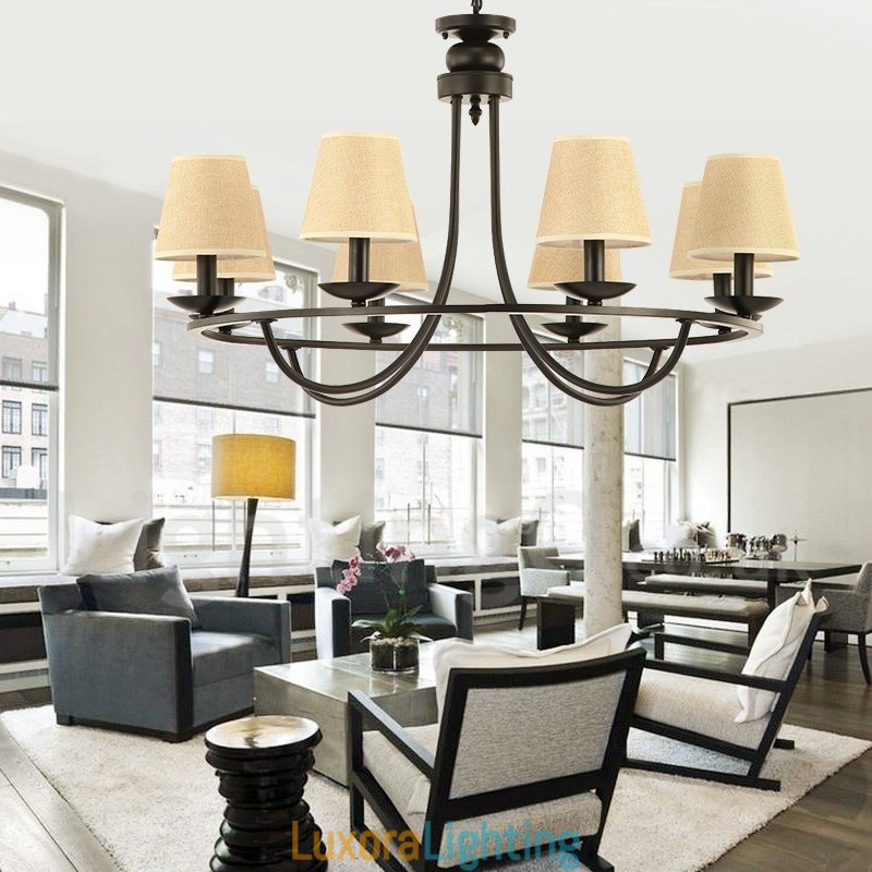 Designer Touch Decorative Country Retro 8 Light Single Tier Chandelier Lamp Light