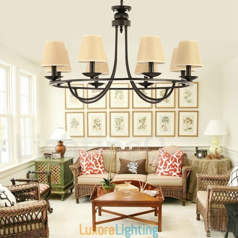 Designer Touch Decorative Country Retro 8 Light Single Tier Chandelier Lamp Light